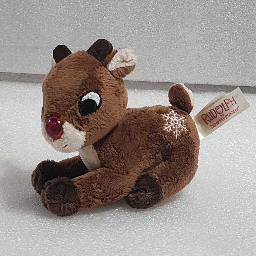 Dan Dee Rudolph the Red-Nosed Reindeer Musical Light Up Nose Plush Snowflake 5"